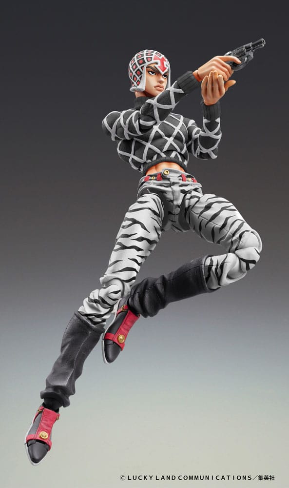 JoJo's Bizarre Adventure Part 5 Golden Wind Super Action Statue Figure Guido Mista & Sex Pistols Ver. Black 15cm - Action Figures - Medicos Entertainment - Hobby Figures UK