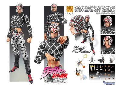 JoJo's Bizarre Adventure Part 5 Golden Wind Super Action Statue Figure Guido Mista & Sex Pistols Ver. Black 15cm - Action Figures - Medicos Entertainment - Hobby Figures UK