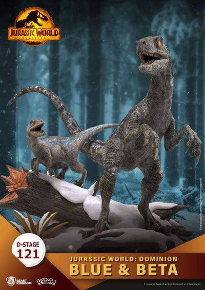 Jurassic World: Dominion D-Stage PVC Diorama Blue & Beta 13cm - Scale Statue - Beast Kingdom Toys - Hobby Figures UK