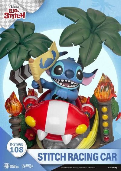 Lilo & Stitch D-Stage PVC Diorama Stitch Racing Car 15cm - Scale Statue - Beast Kingdom Toys - Hobby Figures UK