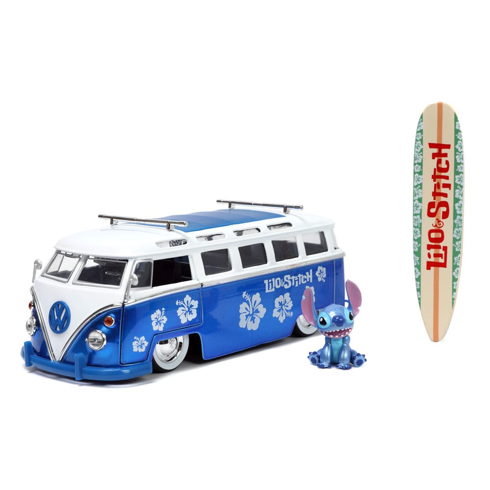 Lilo & Stitch Hollywood Rides Diecast Model 1/24 1962 VW Bus with Stitch Figure