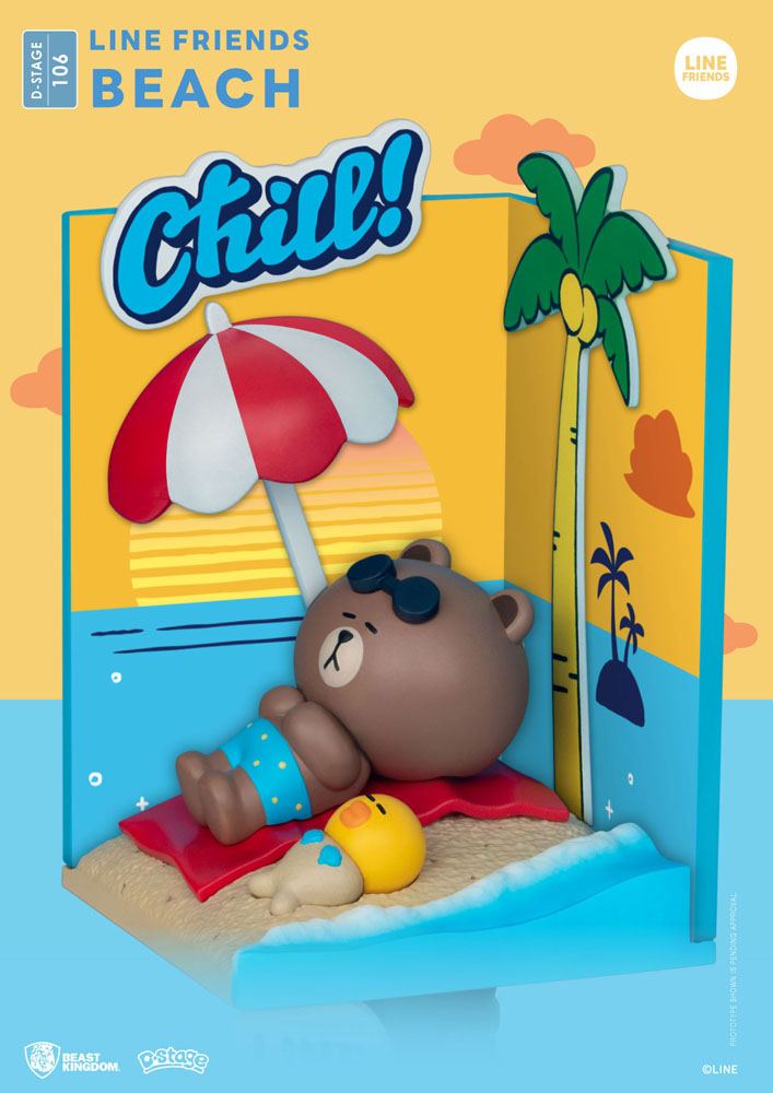 Line Friends D-Stage PVC Diorama Beach 16cm - Scale Statue - Beast Kingdom Toys - Hobby Figures UK