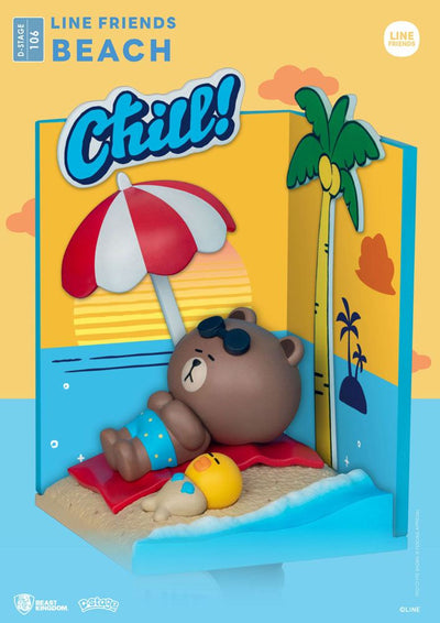 Line Friends D-Stage PVC Diorama Beach 16cm - Scale Statue - Beast Kingdom Toys - Hobby Figures UK