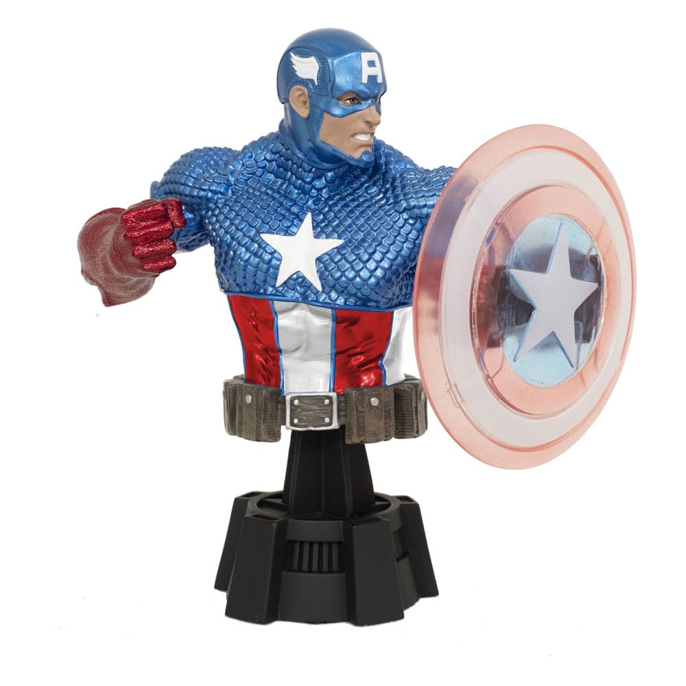 Marvel Comics Bust 1/7 Captain America (Holo Shield) SDCC 2023 Exclusive 15cm - Scale Statue - Diamond Select - Hobby Figures UK