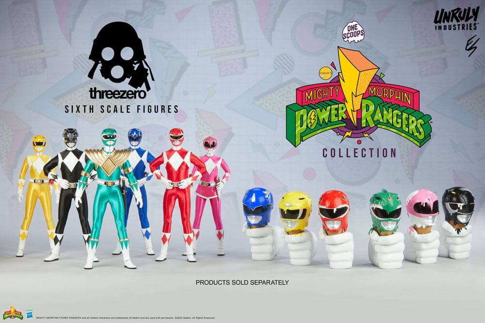 Mighty Morphin Power Rangers Designer Series Busts Red, Yellow and Blue Power Rangers Scoops Set 17cm - Scale Statue - Unruly Industries - Hobby Figures UK