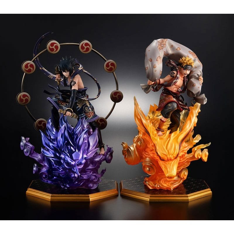 Naruto Shippuden Precious G.E.M. Series PVC Statues Naruto Uzumaki Wind God & Sasuke Uchiha Thunder God 28cm - Scale Statue - Megahouse - Hobby Figures UK