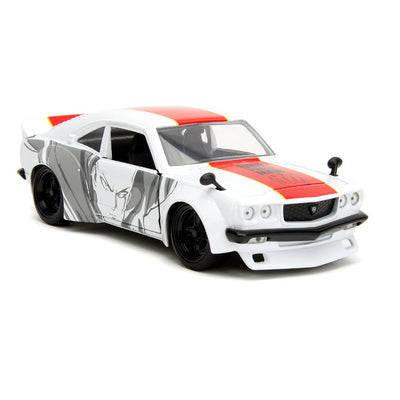 One Punch Man Hollywood Rides Diecast Model 1/24 1974 Mazda RX-3 with One Punch Man Figure - Action Figures - Jada Toys - Hobby Figures UK