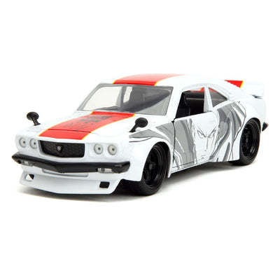 One Punch Man Hollywood Rides Diecast Model 1/24 1974 Mazda RX-3 with One Punch Man Figure - Action Figures - Jada Toys - Hobby Figures UK