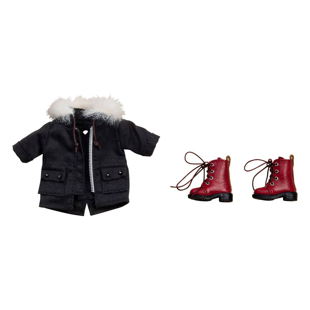 Original Character Parts for Nendoroid Doll Figures Warm Clothing Set: Boots & Mod Coat (Black) - Mini Figures - Good Smile Company - Hobby Figures UK