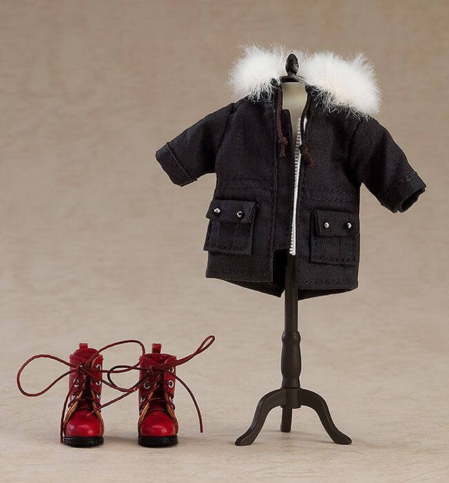 Original Character Parts for Nendoroid Doll Figures Warm Clothing Set: Boots & Mod Coat (Black) - Mini Figures - Good Smile Company - Hobby Figures UK