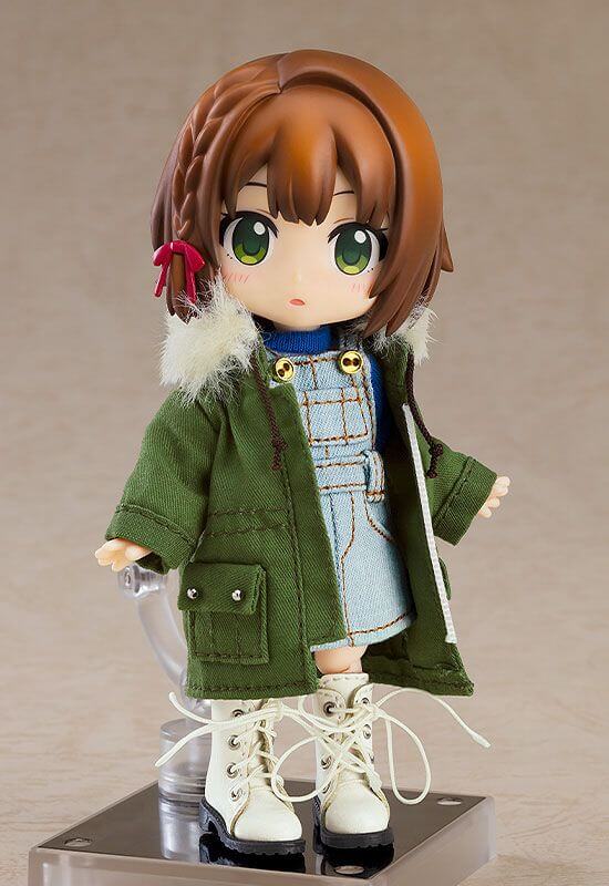 Original Character Parts for Nendoroid Doll Figures Warm Clothing Set: Boots & Mod Coat (Khaki Green) - Mini Figures - Good Smile Company - Hobby Figures UK