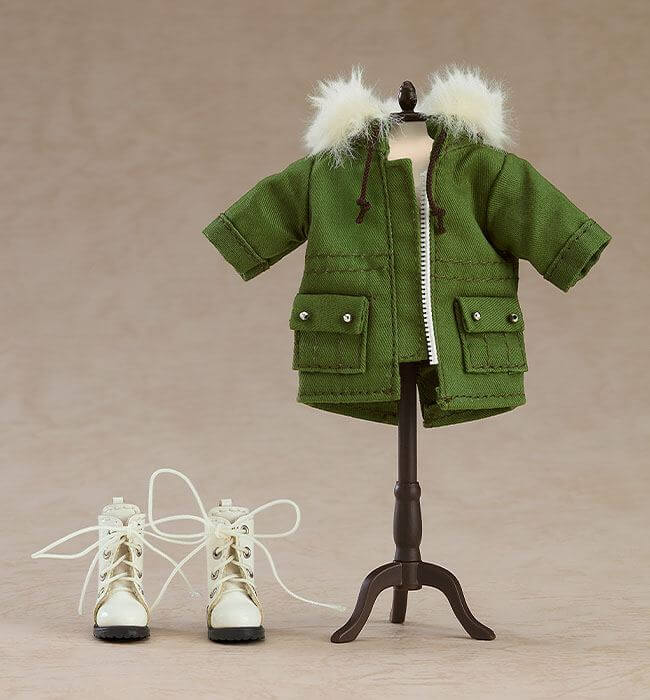 Original Character Parts for Nendoroid Doll Figures Warm Clothing Set: Boots & Mod Coat (Khaki Green) - Mini Figures - Good Smile Company - Hobby Figures UK