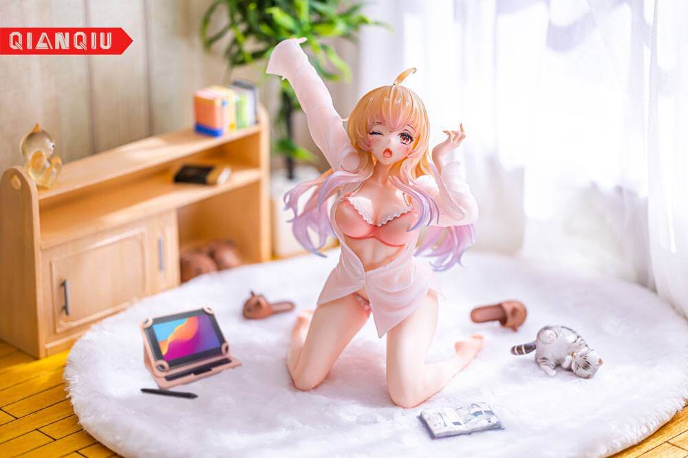 Otaku Girls Series PVC Statue 1/7 Stretch Girl (Original Illustration by Ran) 12cm - Scale Statue - Daiki Kougyo - Hobby Figures UK