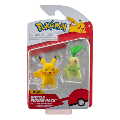 Pokémon Battle Figure 2-Pack Chikorita & Pikachu #9 5cm - Mini Figures - Jazwares - Hobby Figures UK