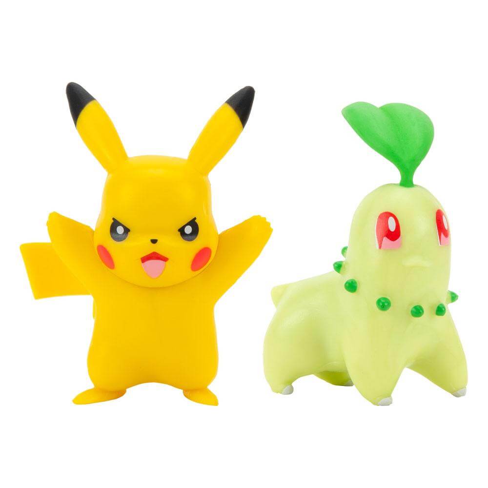 Pokémon Battle Figure 2-Pack Chikorita & Pikachu #9 5cm - Mini Figures - Jazwares - Hobby Figures UK