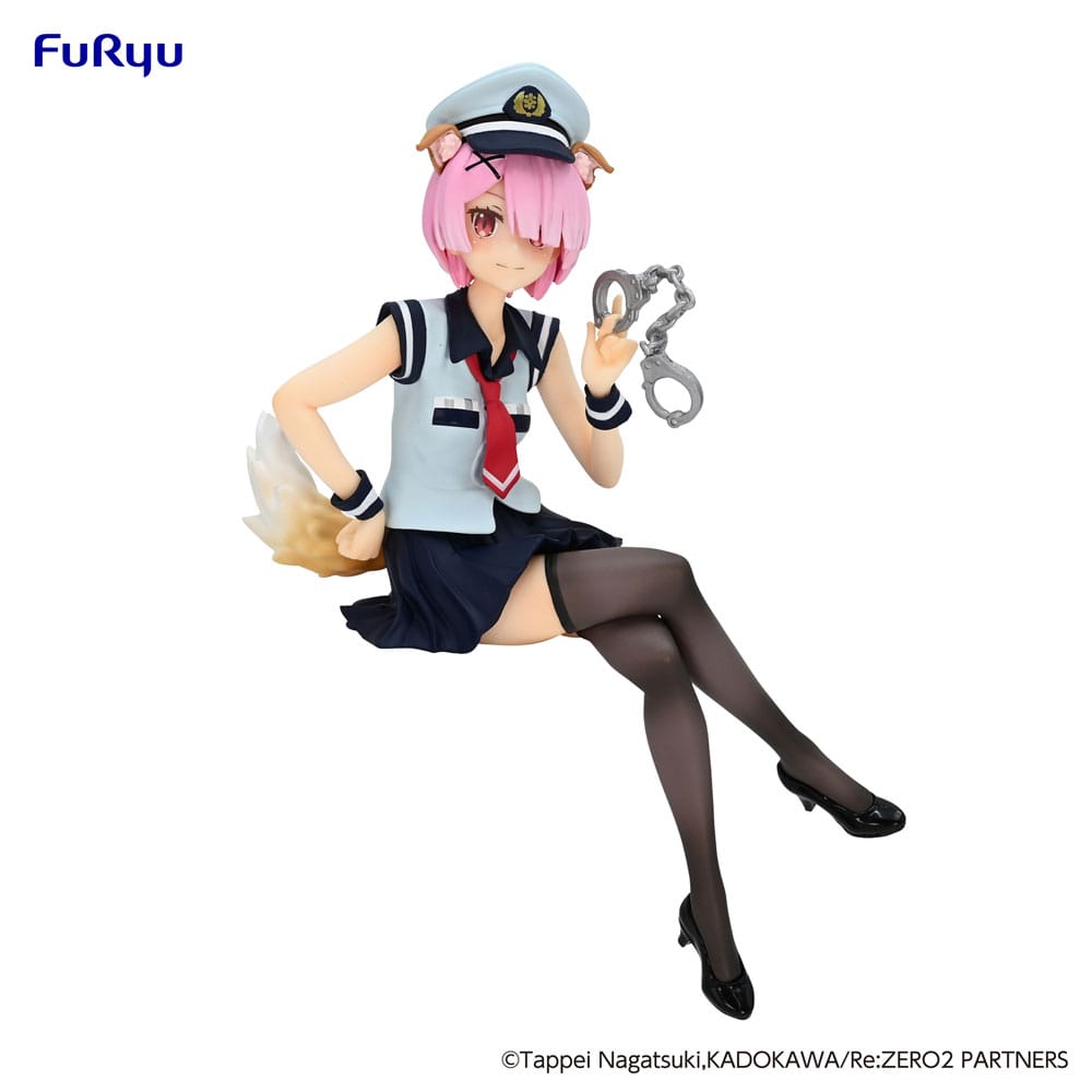 Re:Zero Starting Life in Another World Noodle Stopper PVC Statue Ram Police Officer Cap with Dog Ears 16cm - Scale Statue - Furyu - Hobby Figures UK