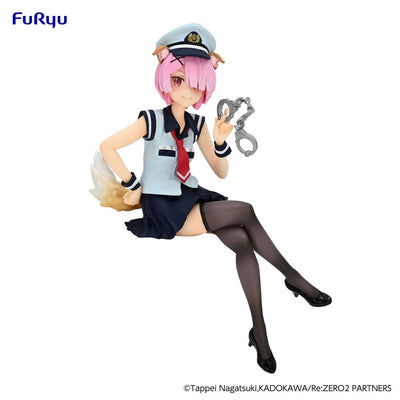 Re:Zero Starting Life in Another World Noodle Stopper PVC Statue Ram Police Officer Cap with Dog Ears 16cm - Scale Statue - Furyu - Hobby Figures UK