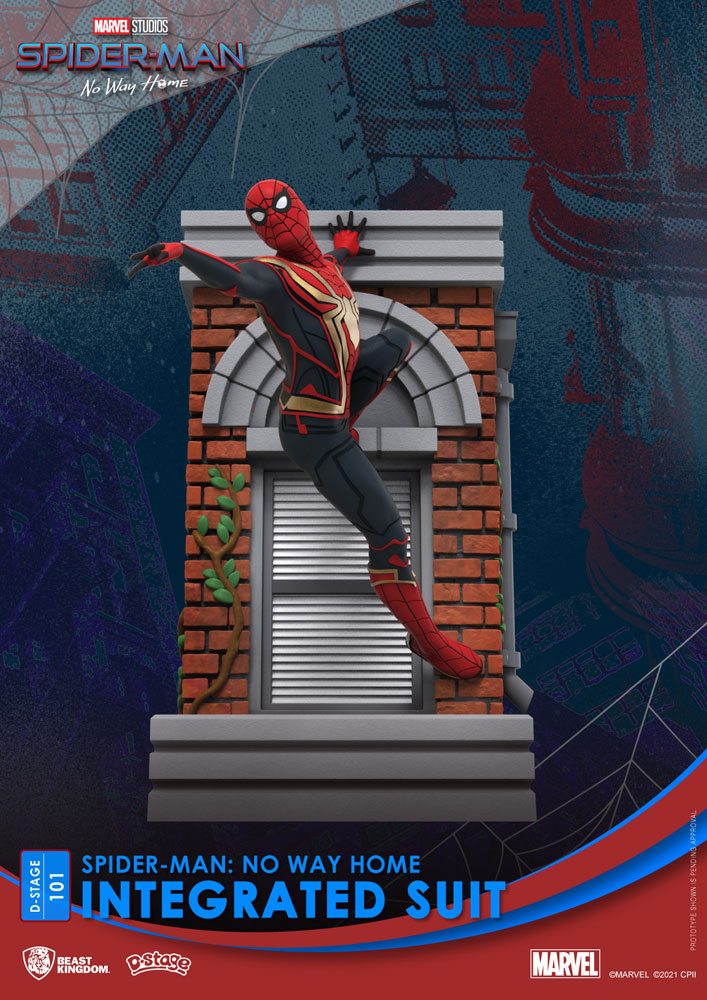 Spider-Man: No Way Home D-Stage PVC Diorama Spider-Man Integrated Suit 16cm - Scale Statue - Beast Kingdom Toys - Hobby Figures UK