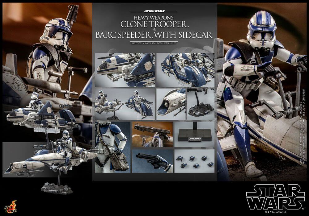 Star Wars The Clone Wars Action Figure 1/6 Heavy Weapons Clone Trooper & BARC Speeder with Sidecar 30cm - Action Figures - Hot Toys - Hobby Figures UK