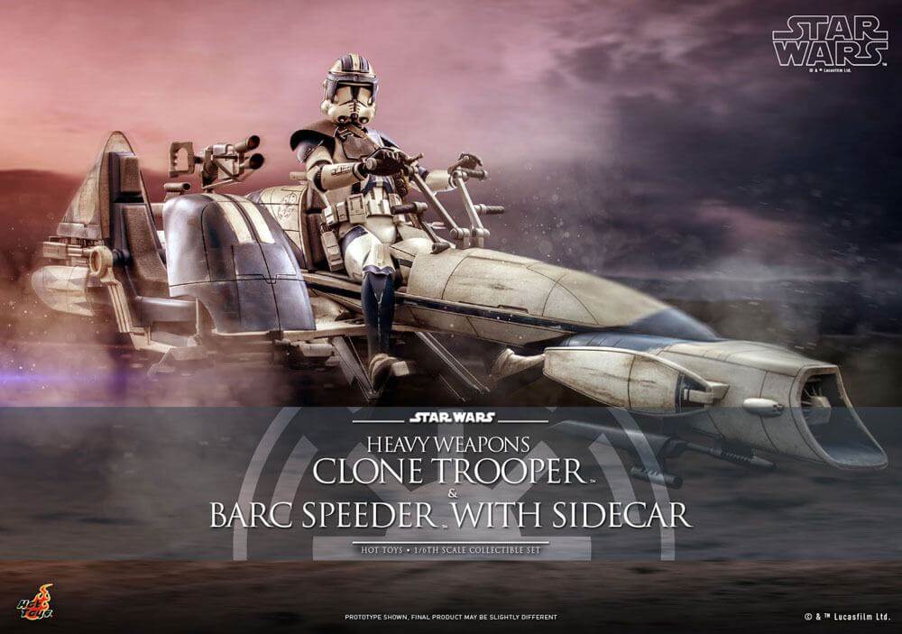 Star Wars The Clone Wars Action Figure 1/6 Heavy Weapons Clone Trooper & BARC Speeder with Sidecar 30cm - Action Figures - Hot Toys - Hobby Figures UK
