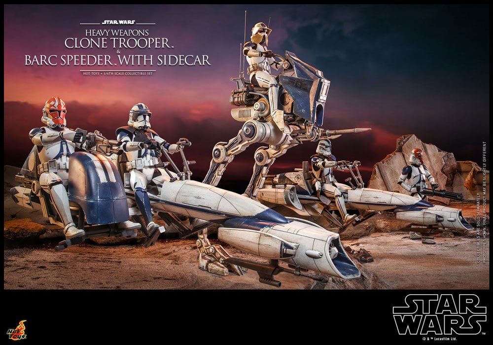 Star Wars The Clone Wars Action Figure 1/6 Heavy Weapons Clone Trooper & BARC Speeder with Sidecar 30cm - Action Figures - Hot Toys - Hobby Figures UK