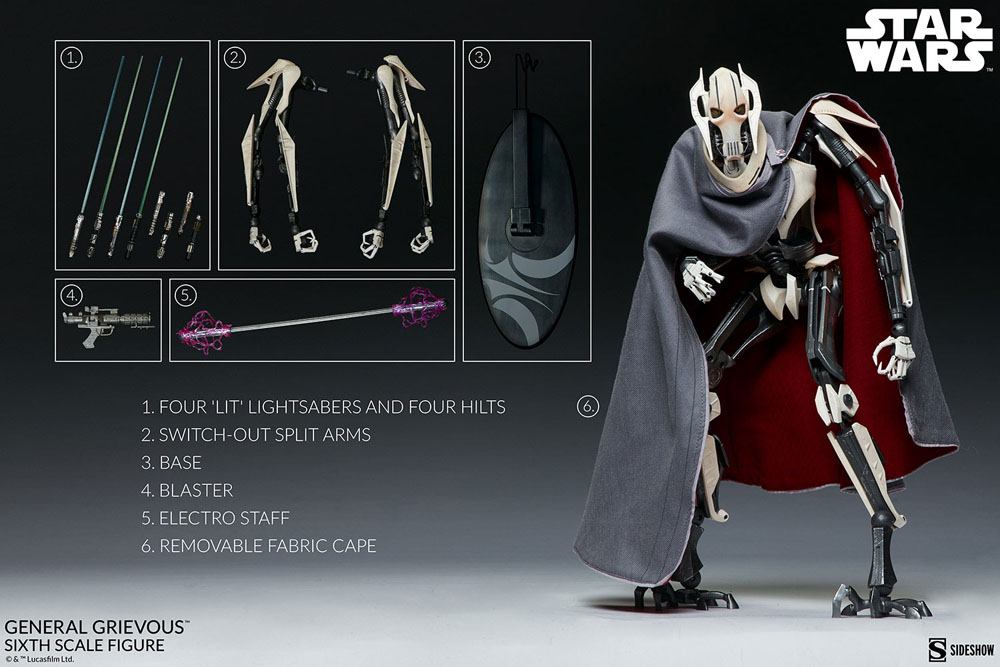 Star Wars Action Figure 1/6 General Grievous 41cm - Action Figures - Sideshow Collectibles - Hobby Figures UK