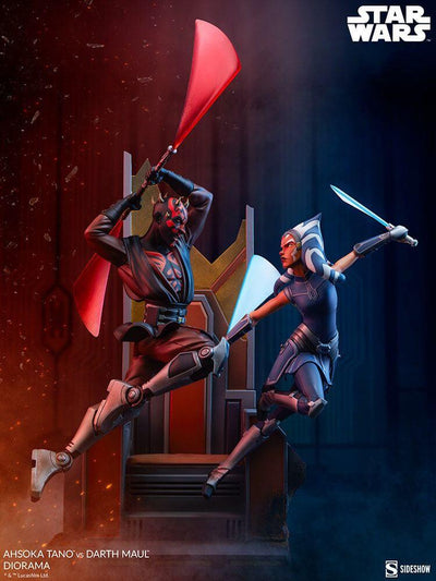 Star Wars: The Clone Wars Diorama Ahsoka Tano vs Darth Maul 51cm - Scale Statue - Sideshow Collectibles - Hobby Figures UK