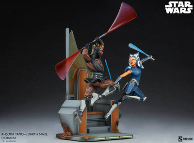Star Wars: The Clone Wars Diorama Ahsoka Tano vs Darth Maul 51cm - Scale Statue - Sideshow Collectibles - Hobby Figures UK