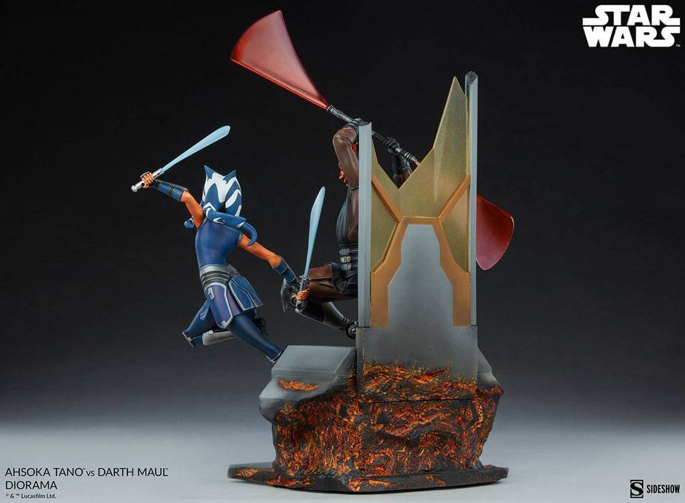 Star Wars: The Clone Wars Diorama Ahsoka Tano vs Darth Maul 51cm - Scale Statue - Sideshow Collectibles - Hobby Figures UK