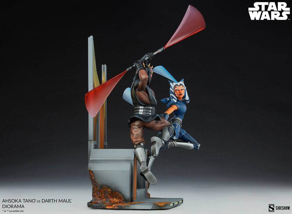 Star Wars: The Clone Wars Diorama Ahsoka Tano vs Darth Maul 51cm - Scale Statue - Sideshow Collectibles - Hobby Figures UK