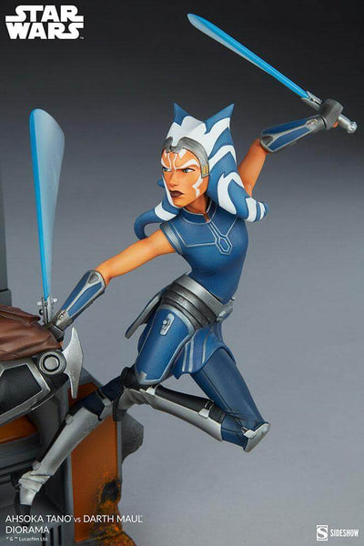 Star Wars: The Clone Wars Diorama Ahsoka Tano vs Darth Maul 51cm - Scale Statue - Sideshow Collectibles - Hobby Figures UK