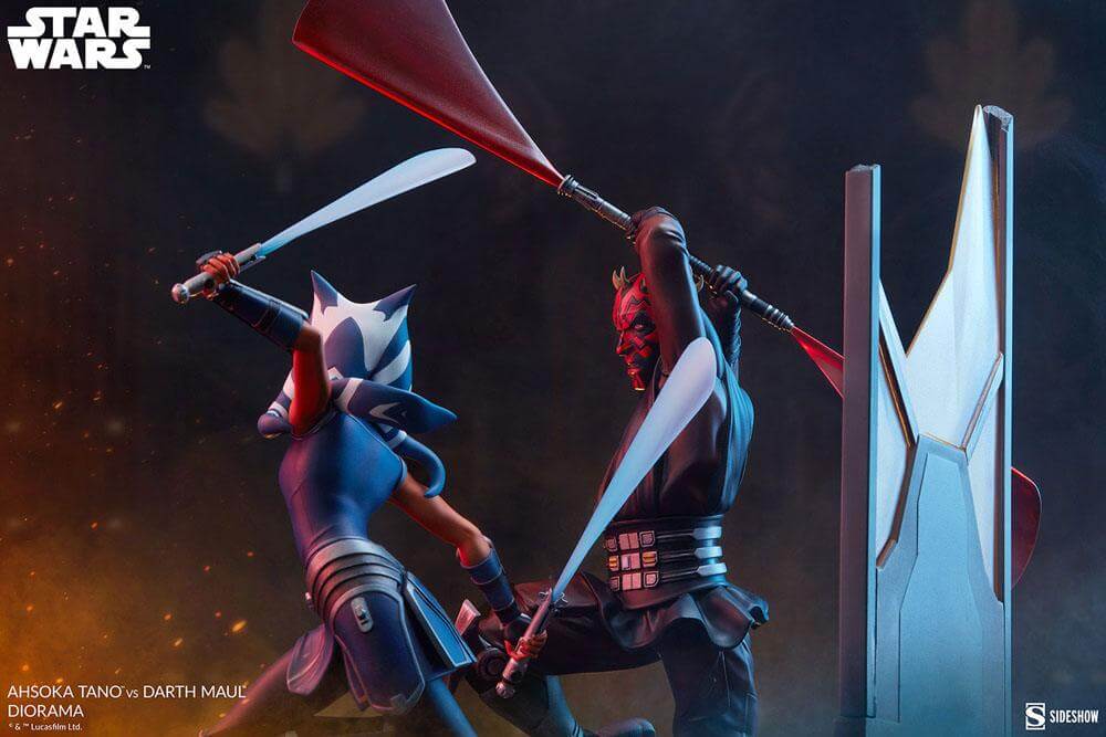 Star Wars: The Clone Wars Diorama Ahsoka Tano vs Darth Maul 51cm - Scale Statue - Sideshow Collectibles - Hobby Figures UK