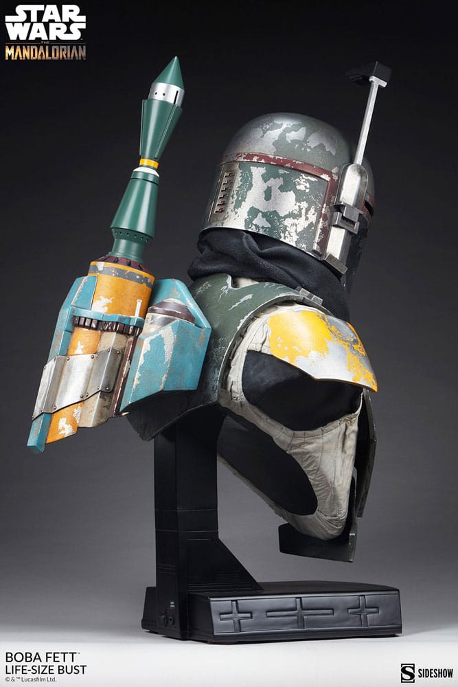 Star Wars The Mandalorian Life-Size Bust Boba Fett 81cm - Scale Statue - Sideshow Collectibles - Hobby Figures UK