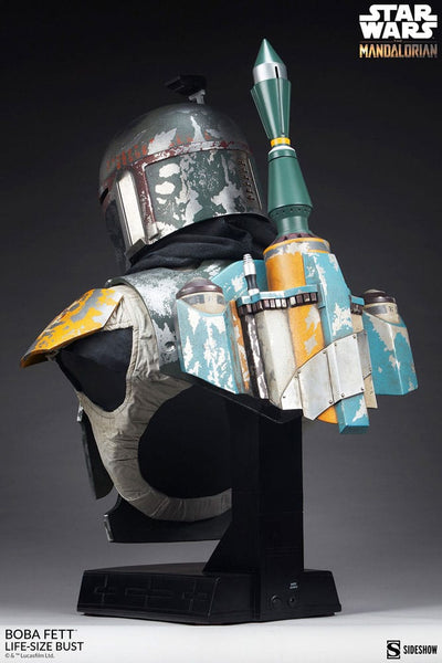 Star Wars The Mandalorian Life-Size Bust Boba Fett 81cm - Scale Statue - Sideshow Collectibles - Hobby Figures UK
