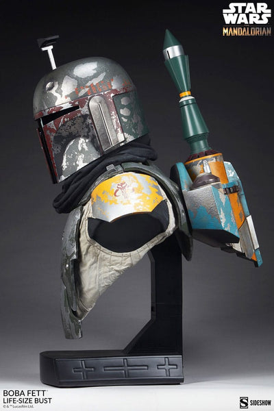 Star Wars The Mandalorian Life-Size Bust Boba Fett 81cm - Scale Statue - Sideshow Collectibles - Hobby Figures UK