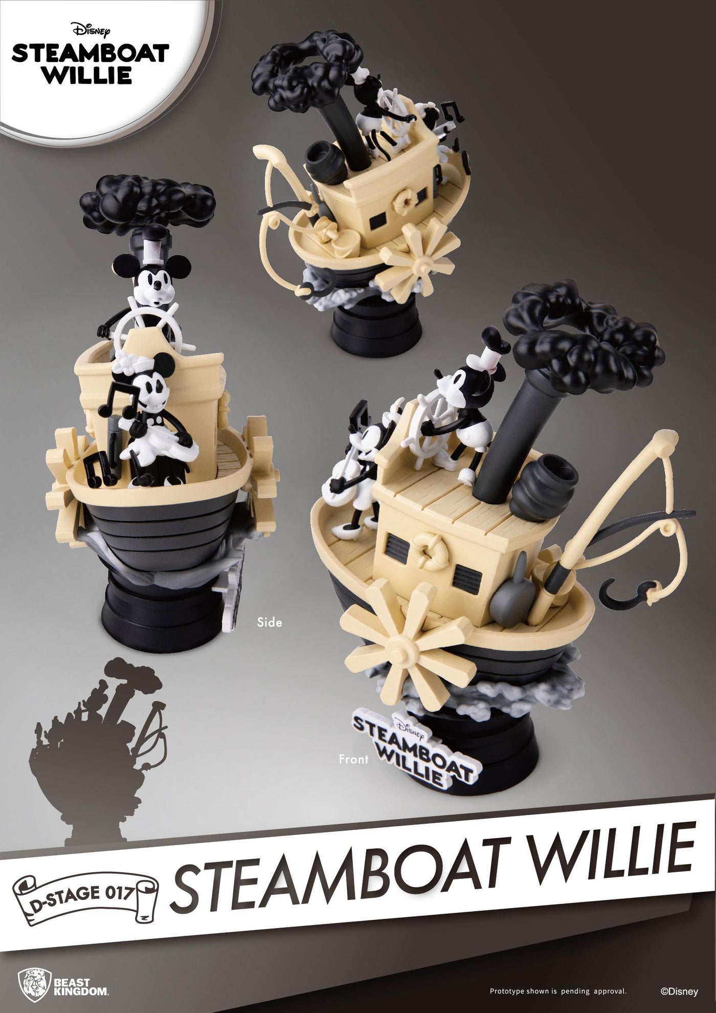 Steamboat Willie D-Stage PVC Diorama Mickey & Minnie 15cm - Scale Statue - Beast Kingdom Toys - Hobby Figures UK