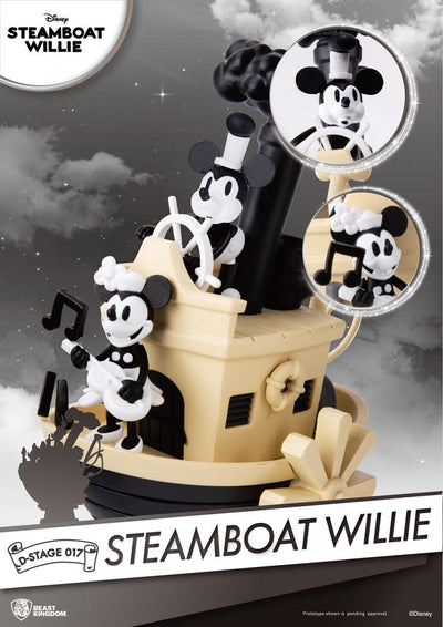 Steamboat Willie D-Stage PVC Diorama Mickey & Minnie 15cm - Scale Statue - Beast Kingdom Toys - Hobby Figures UK