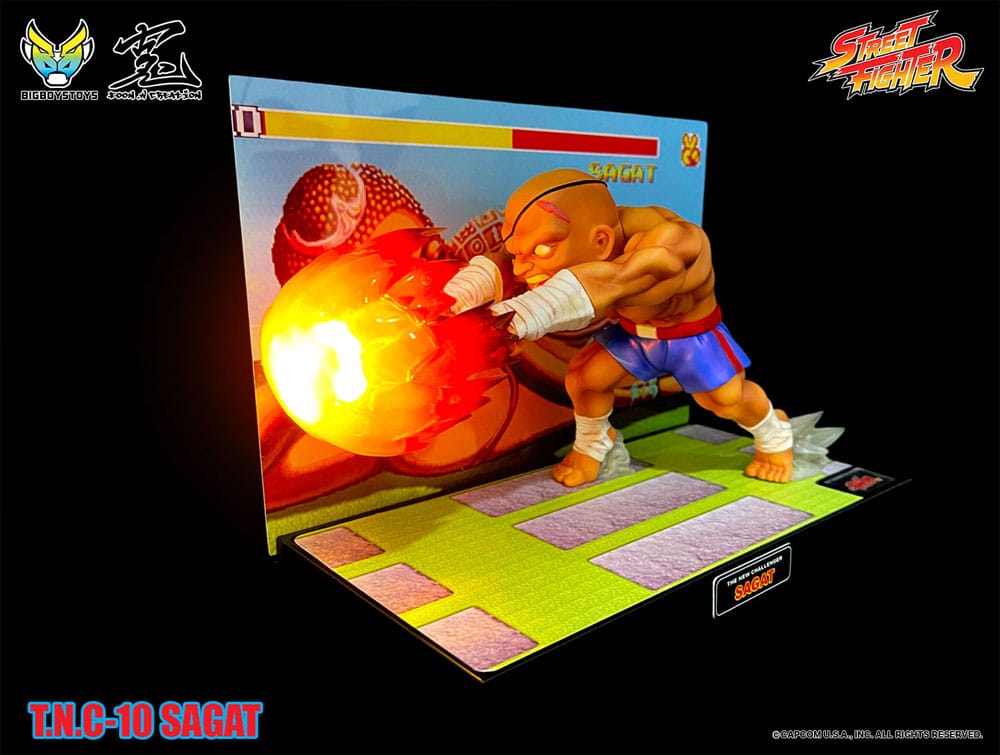 Street Fighter PVC Statue with Sound & Light Up Sagat 17cm - Scale Statue - BigBoysToys - Hobby Figures UK