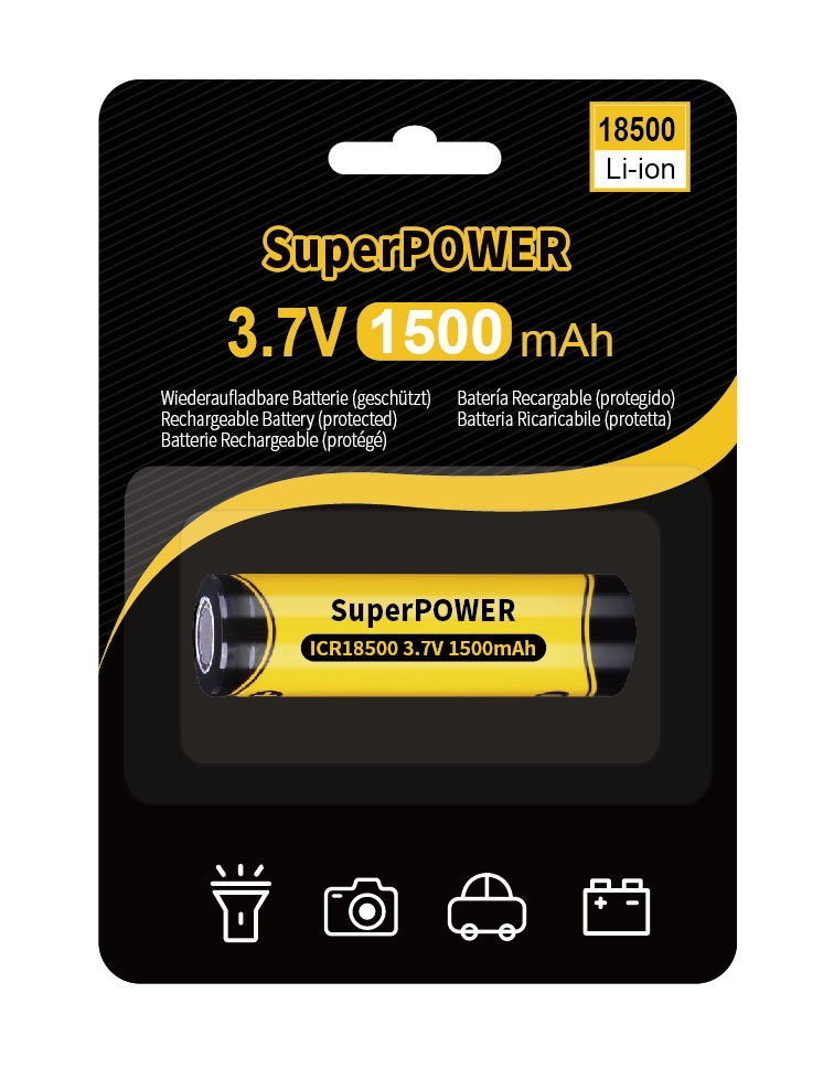 SuperPOWER 18500 lithium-ion re-chargeable battery 1500 mAh -3,7 V (protected) - Scale Statue - First 4 Figures - Hobby Figures UK