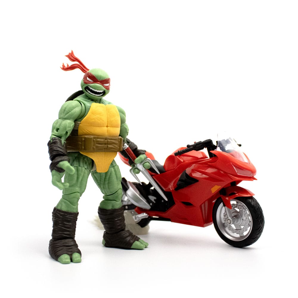 Teenage Mutant Ninja Turtles BST AXN Action Figure with Vehicle Raphael with Motorcycle (IDW Comics) 13cm - Action Figures - The Loyal Subjects - Hobby Figures UK