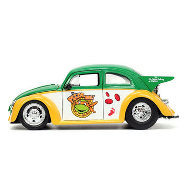 Teenage Mutant Ninja Turtles Hollywood Rides Diecast Model 1/24 VW Drag Beetle with Michelangelo Figure - Action Figures - Jada Toys - Hobby Figures UK