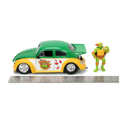Teenage Mutant Ninja Turtles Hollywood Rides Diecast Model 1/24 VW Drag Beetle with Michelangelo Figure - Action Figures - Jada Toys - Hobby Figures UK