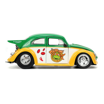 Teenage Mutant Ninja Turtles Hollywood Rides Diecast Model 1/24 VW Drag Beetle with Michelangelo Figure - Action Figures - Jada Toys - Hobby Figures UK