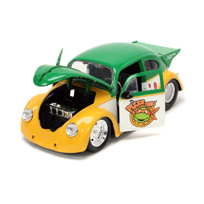 Teenage Mutant Ninja Turtles Hollywood Rides Diecast Model 1/24 VW Drag Beetle with Michelangelo Figure - Action Figures - Jada Toys - Hobby Figures UK