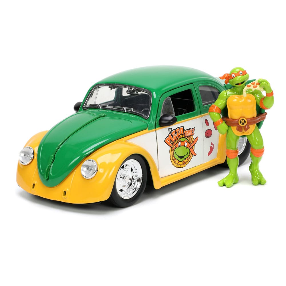 Teenage Mutant Ninja Turtles Hollywood Rides Diecast Model 1/24 VW Drag Beetle with Michelangelo Figure - Action Figures - Jada Toys - Hobby Figures UK