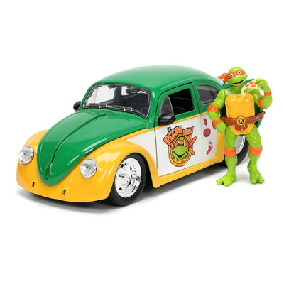 Teenage Mutant Ninja Turtles Hollywood Rides Diecast Model 1/24 VW Drag Beetle with Michelangelo Figure - Action Figures - Jada Toys - Hobby Figures UK