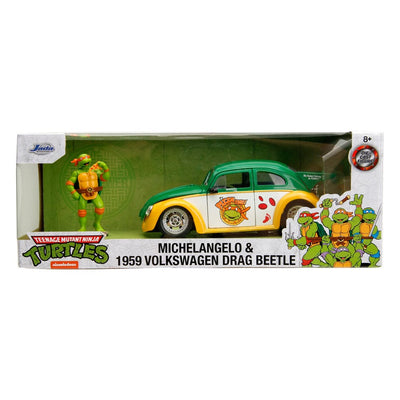 Teenage Mutant Ninja Turtles Hollywood Rides Diecast Model 1/24 VW Drag Beetle with Michelangelo Figure - Action Figures - Jada Toys - Hobby Figures UK