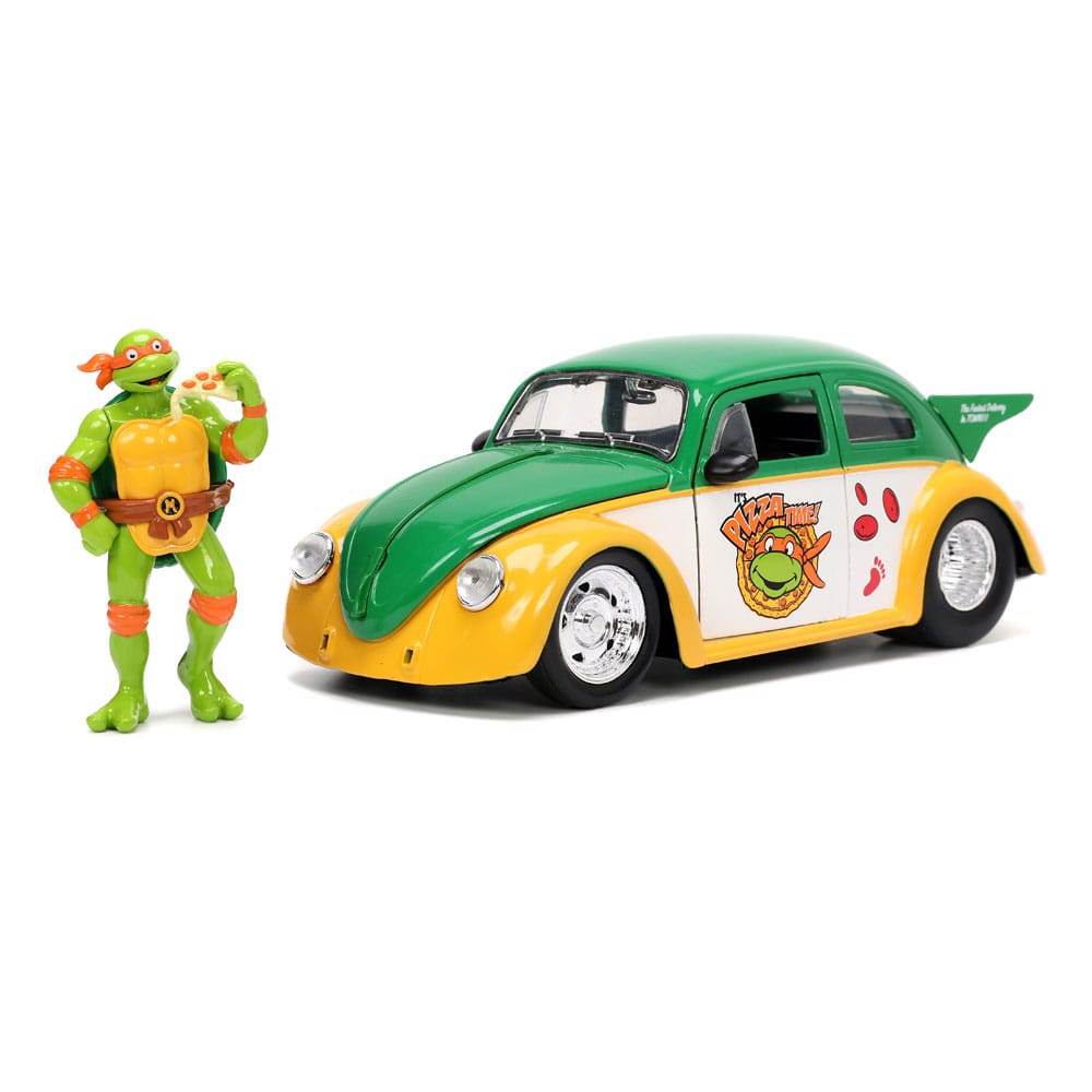 Teenage Mutant Ninja Turtles Hollywood Rides Diecast Model 1/24 VW Drag Beetle with Michelangelo Figure - Action Figures - Jada Toys - Hobby Figures UK