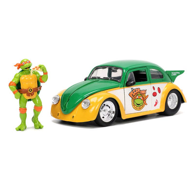 Teenage Mutant Ninja Turtles Hollywood Rides Diecast Model 1/24 VW Drag Beetle with Michelangelo Figure - Action Figures - Jada Toys - Hobby Figures UK