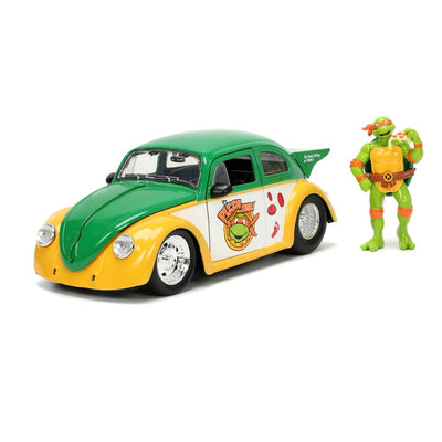 Teenage Mutant Ninja Turtles Hollywood Rides Diecast Model 1/24 VW Drag Beetle with Michelangelo Figure - Action Figures - Jada Toys - Hobby Figures UK